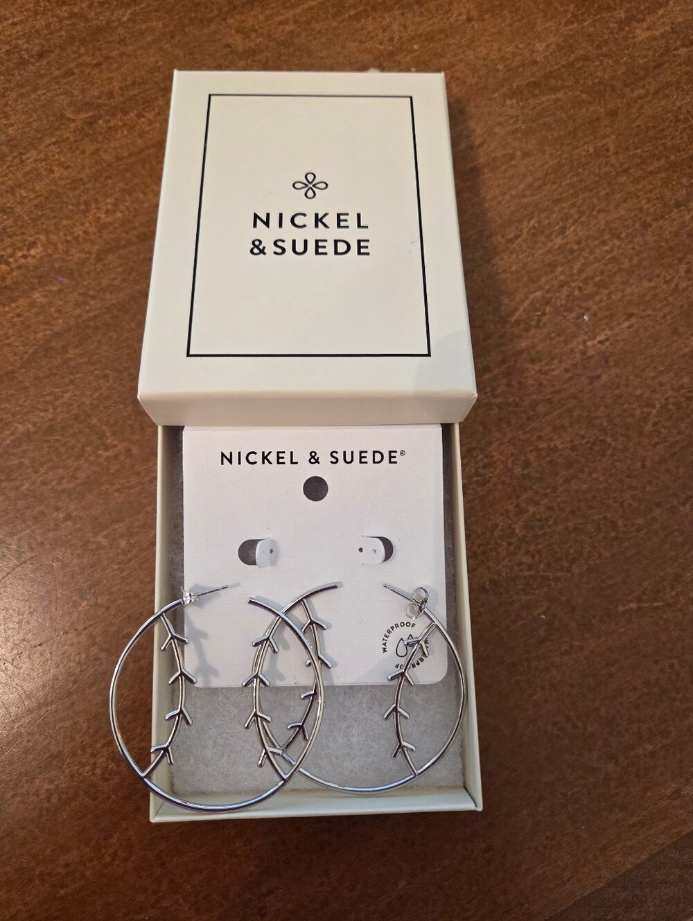 Nickel & Suede Baseball Hoop Earrings
